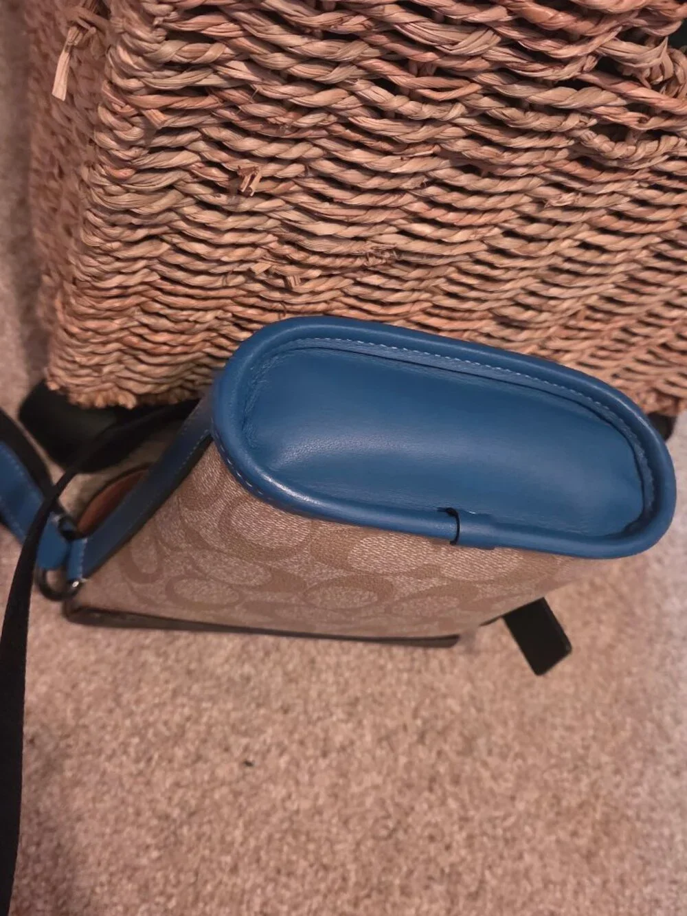 NWOT Khaki Blue & Black Coach Crossbody Bag